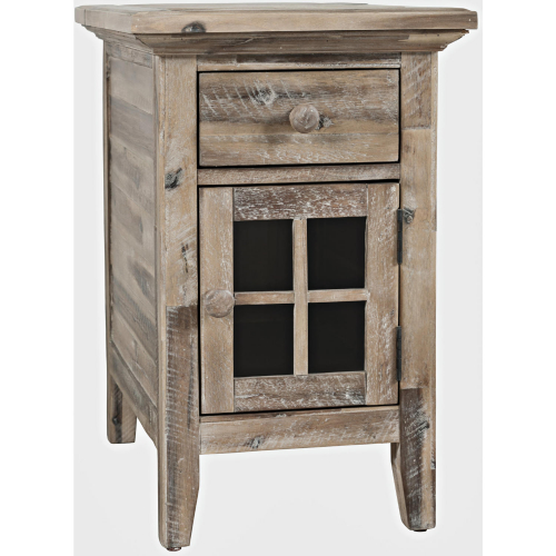 Rustic Shores USB Charging End Table in Distressed Grey Wash